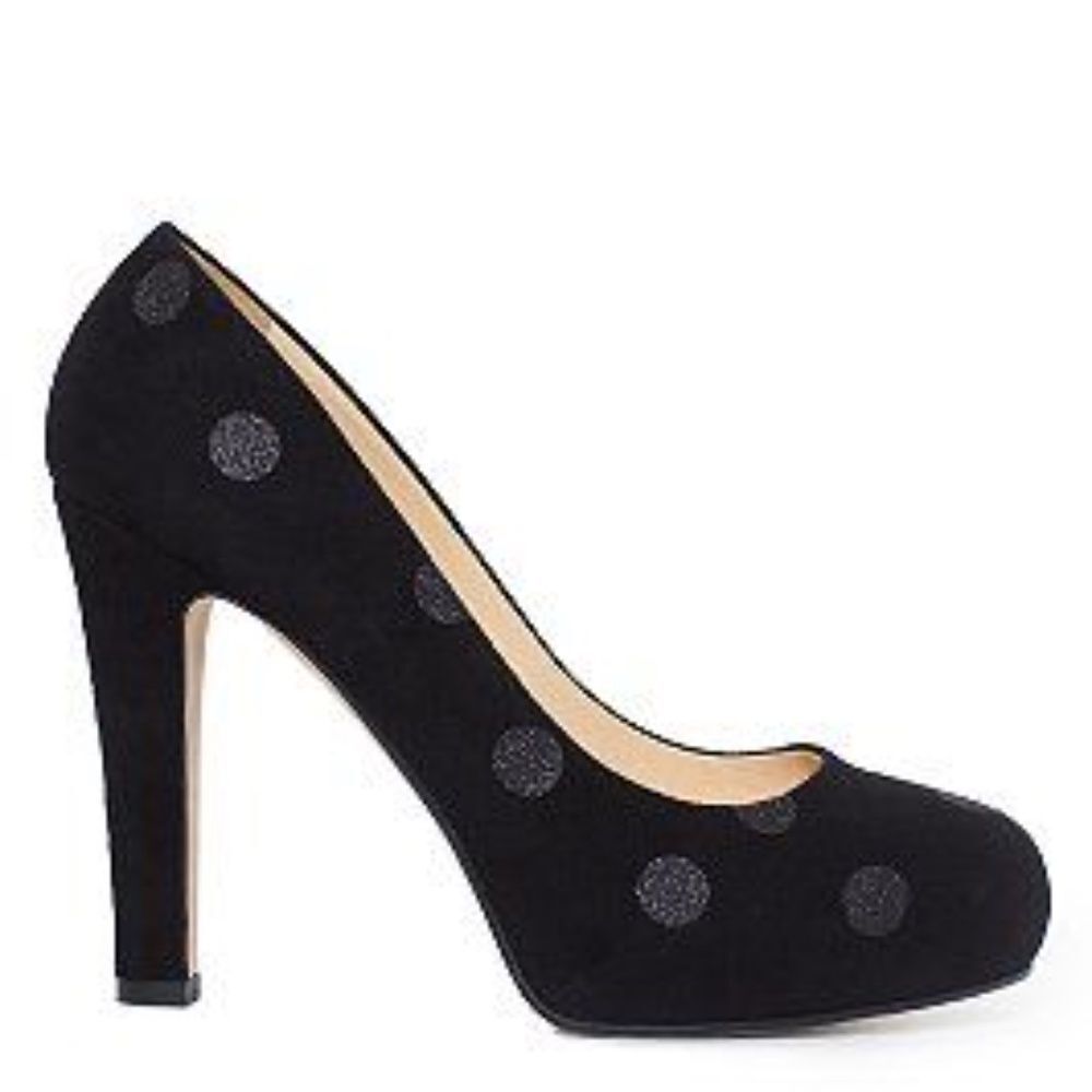 Kate Spade Loire Black Dotted Suede Heels Sz 8